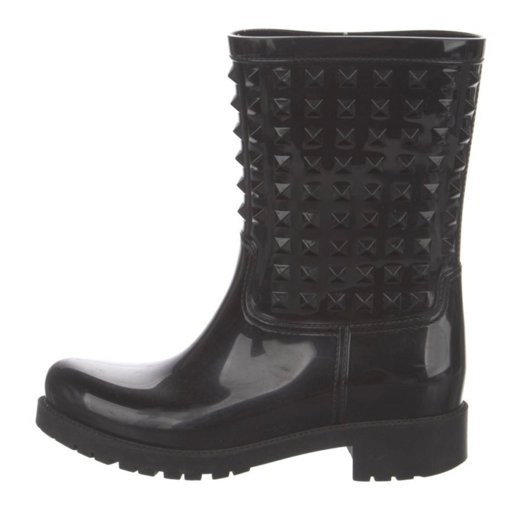 Valentino Garavani Black Studded Rain Boots